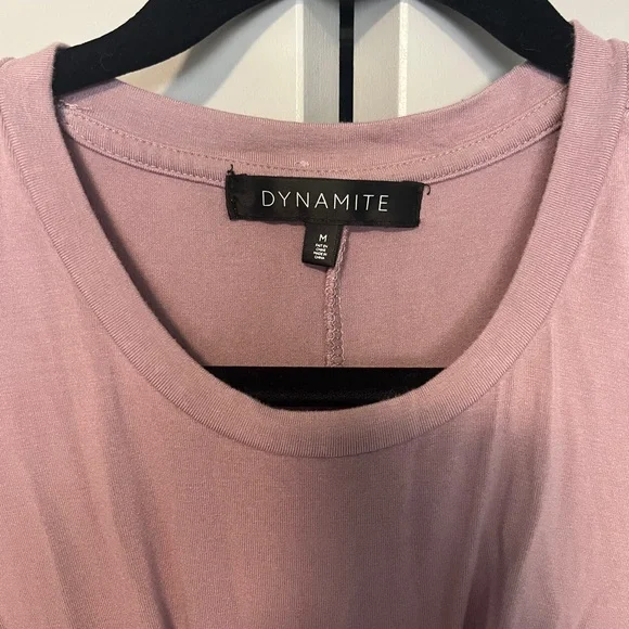 Dynamite Pink Ruched Wrap Midi Dress - Picture 3 of 3